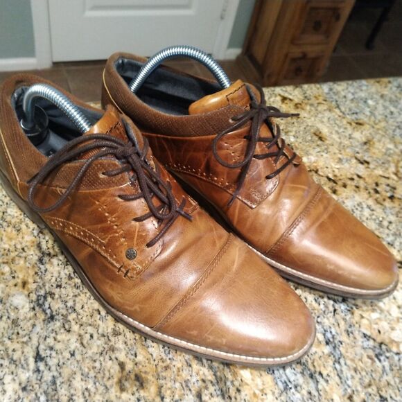 Bullboxer Davide Brown Leather Lace Up Casual Oxfords Dress Shoes Men's Sz 8 - Picture 2 of 12